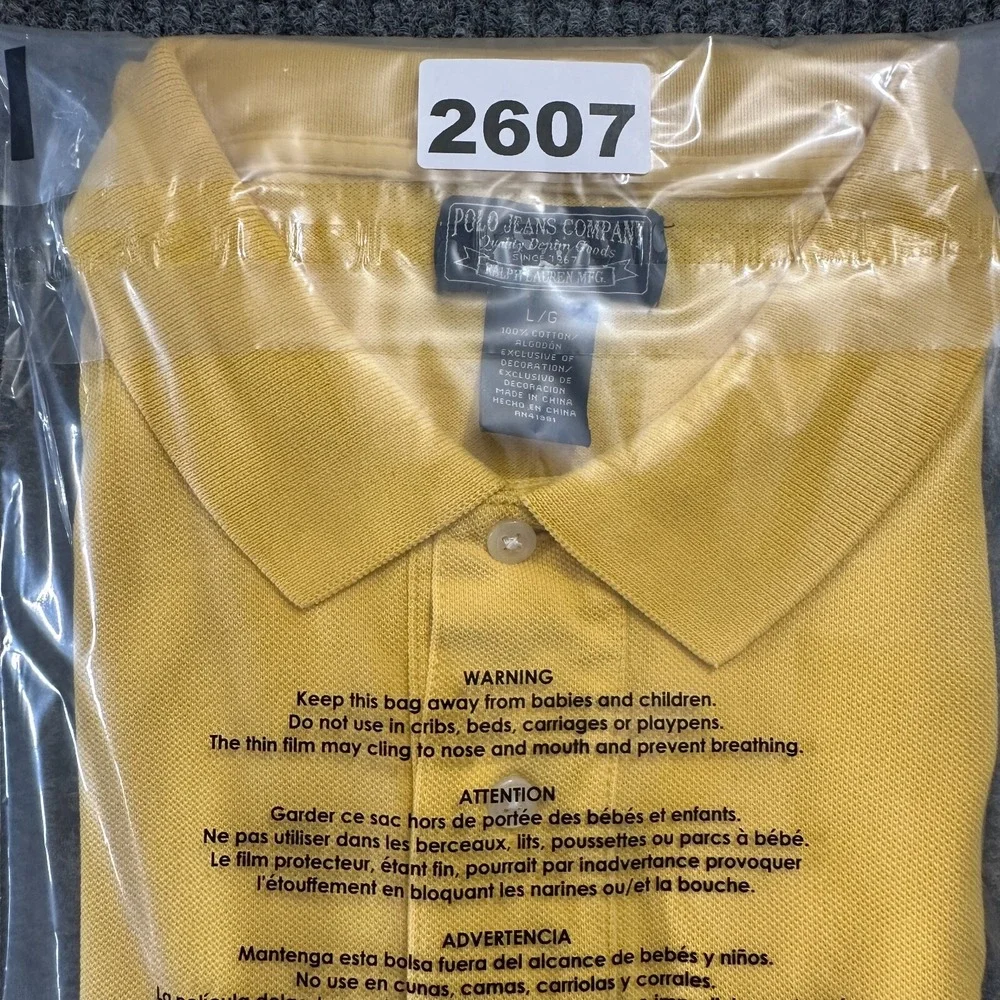 Ralph Lauren Polo Jeans Co.‎ Mens Large Yellow 100% Cotton Short Sleeve